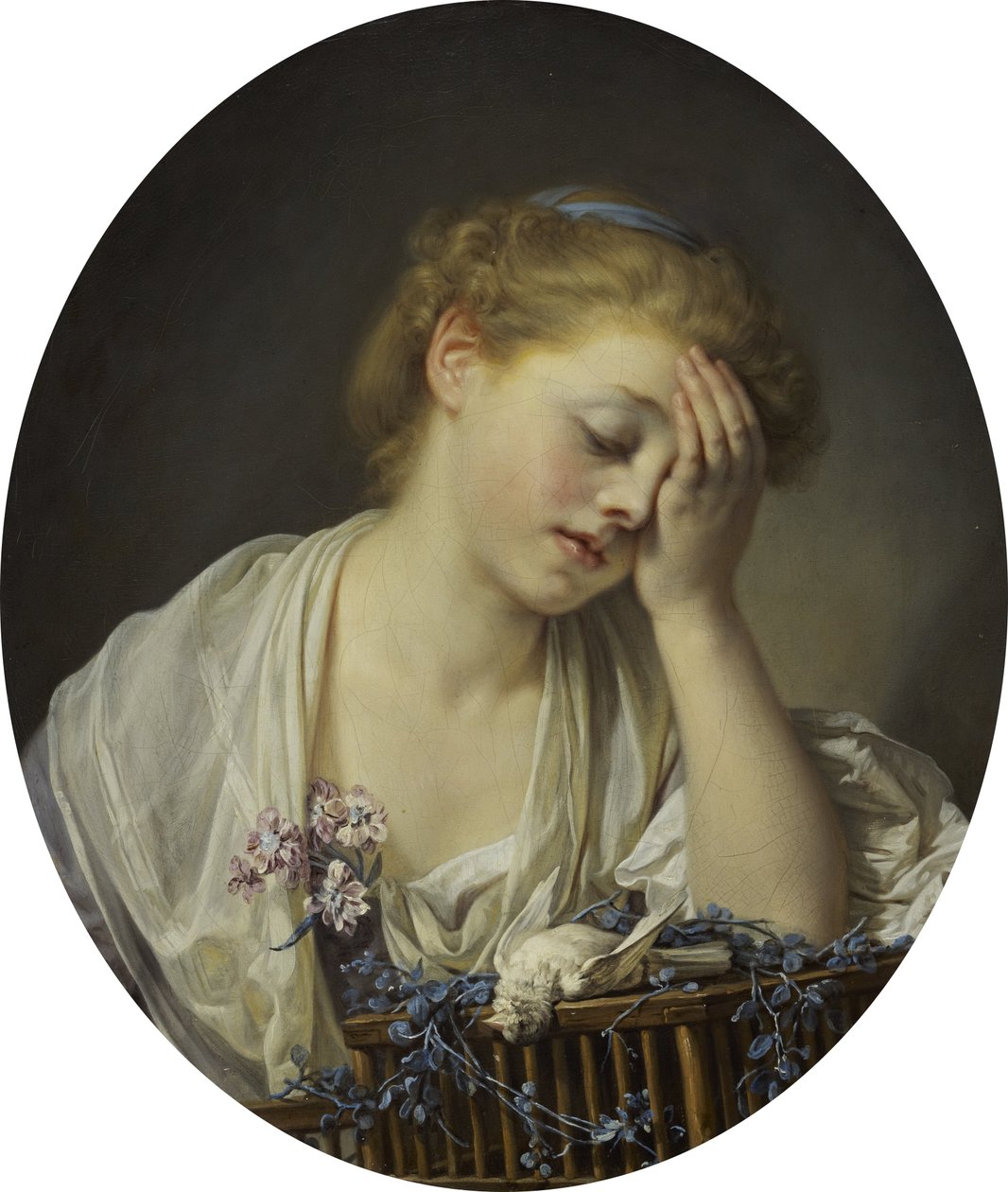 Ein Mädchen mit einem toten Kanarienvogel von Jean Baptiste Greuze