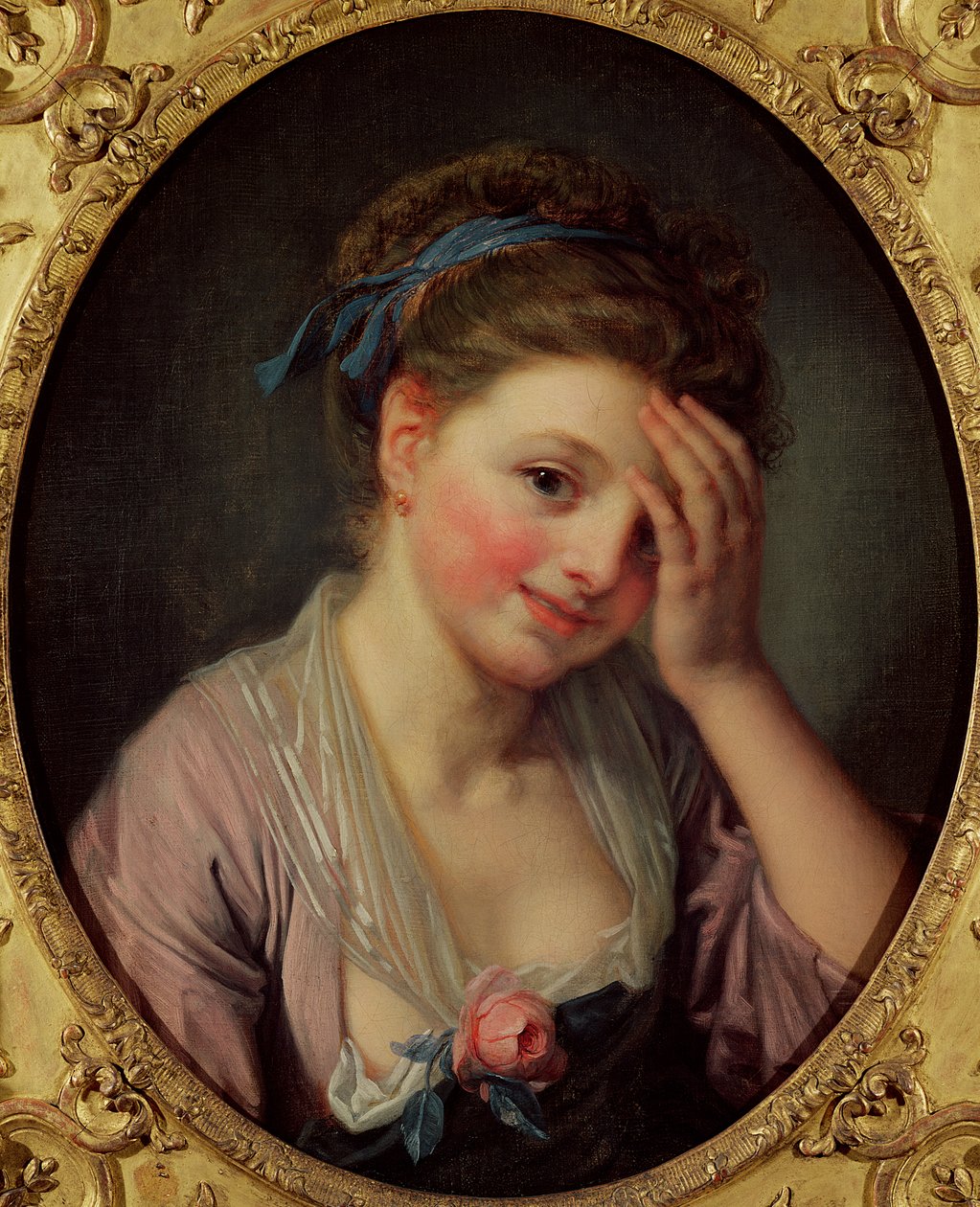Junges Mädchen mit einer Rose von Jean Baptiste Greuze