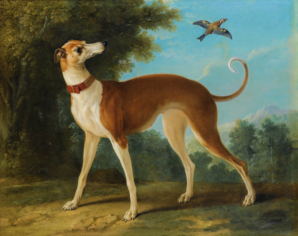 Windhund in einer Landschaft von Jean Baptiste Oudry