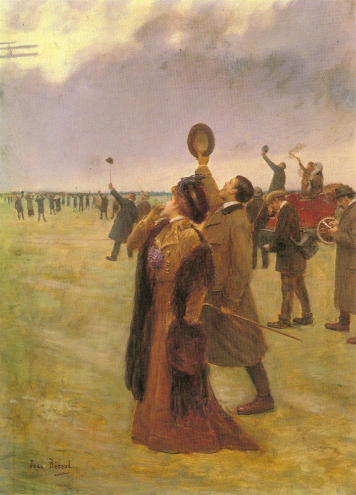 Start eines Doppeldeckers vom Typ Wright von Jean Beraud