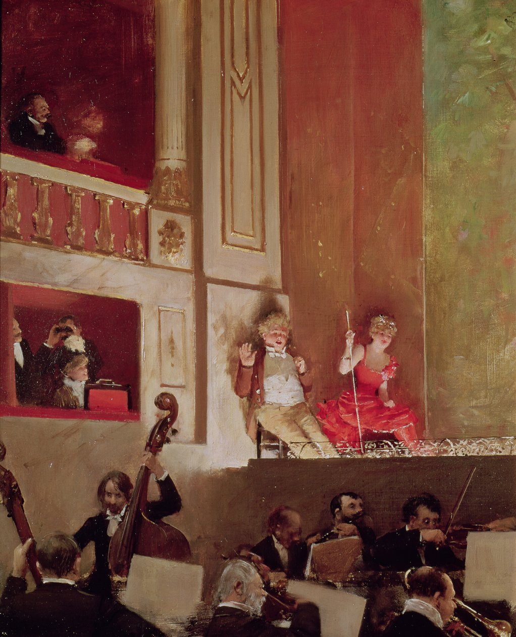 Revue im Théâtre des Variétés, ca. 1885 von Jean Beraud