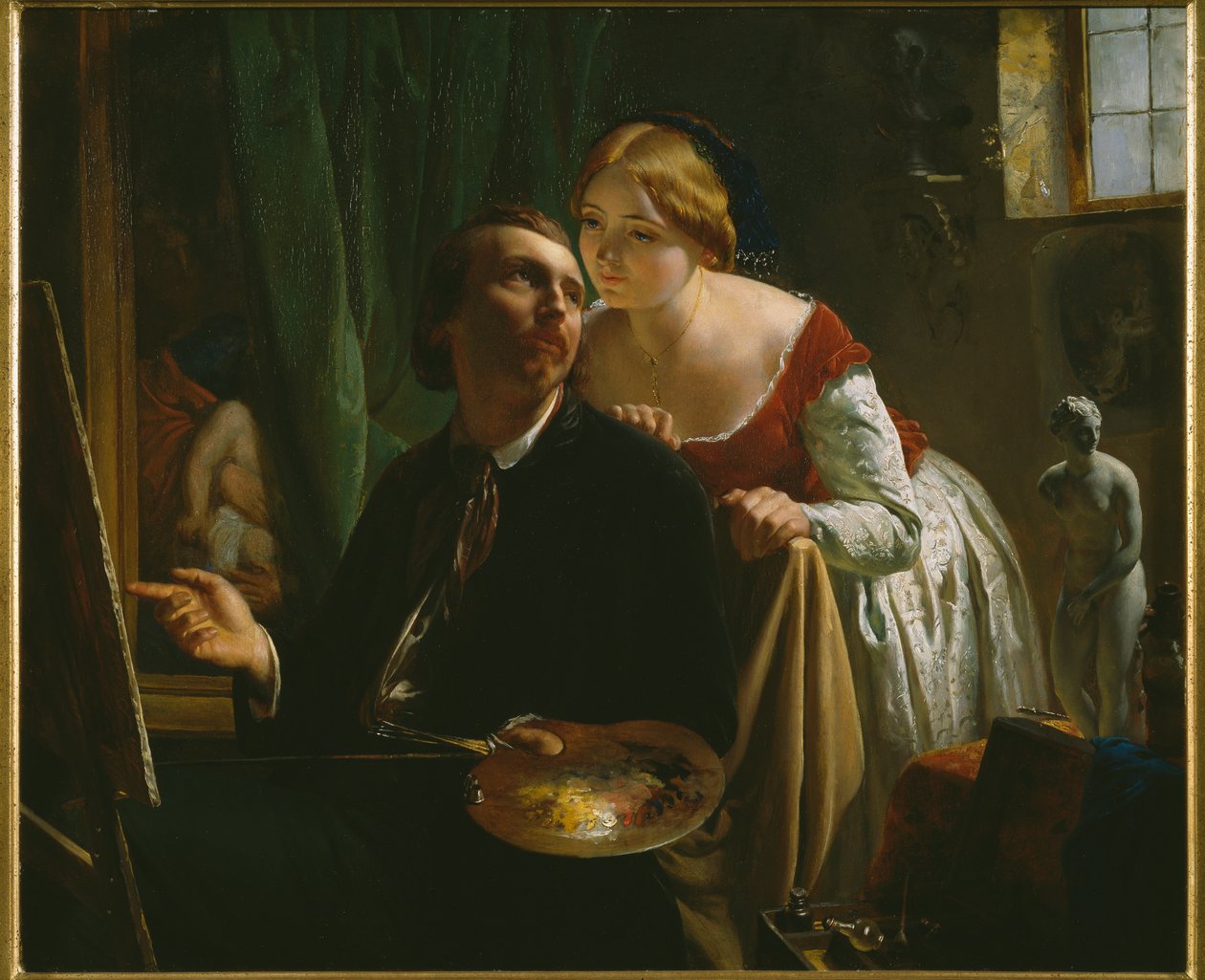 Der Maler und sein Modell, 1874 von Jean Bertou