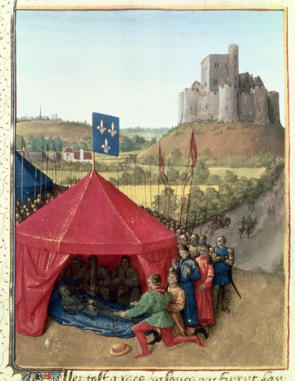 Der Tod von Bertrand du Geusclin (ca. 1320-80) in Chateauneuf-de-Randon von Jean Fouquet