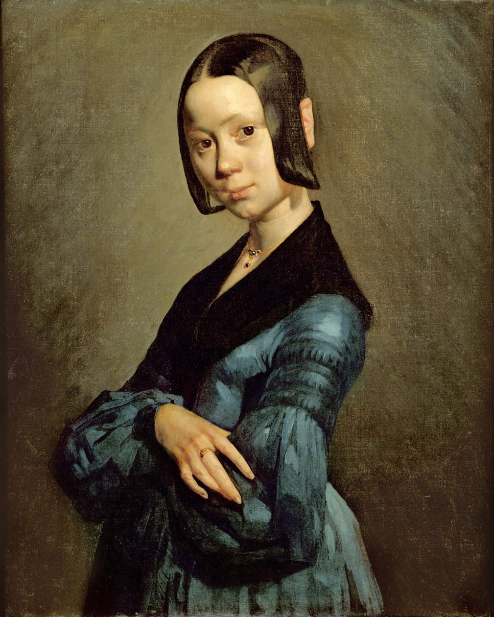 Pauline Ono in Blau, 1841-42 von Jean Francois Millet