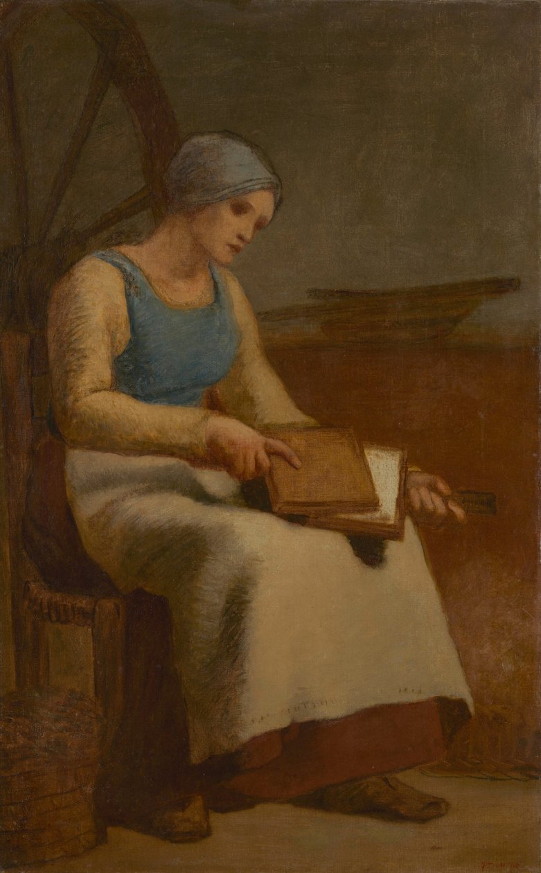 Frau beim Wollkämmen von Jean Francois Millet