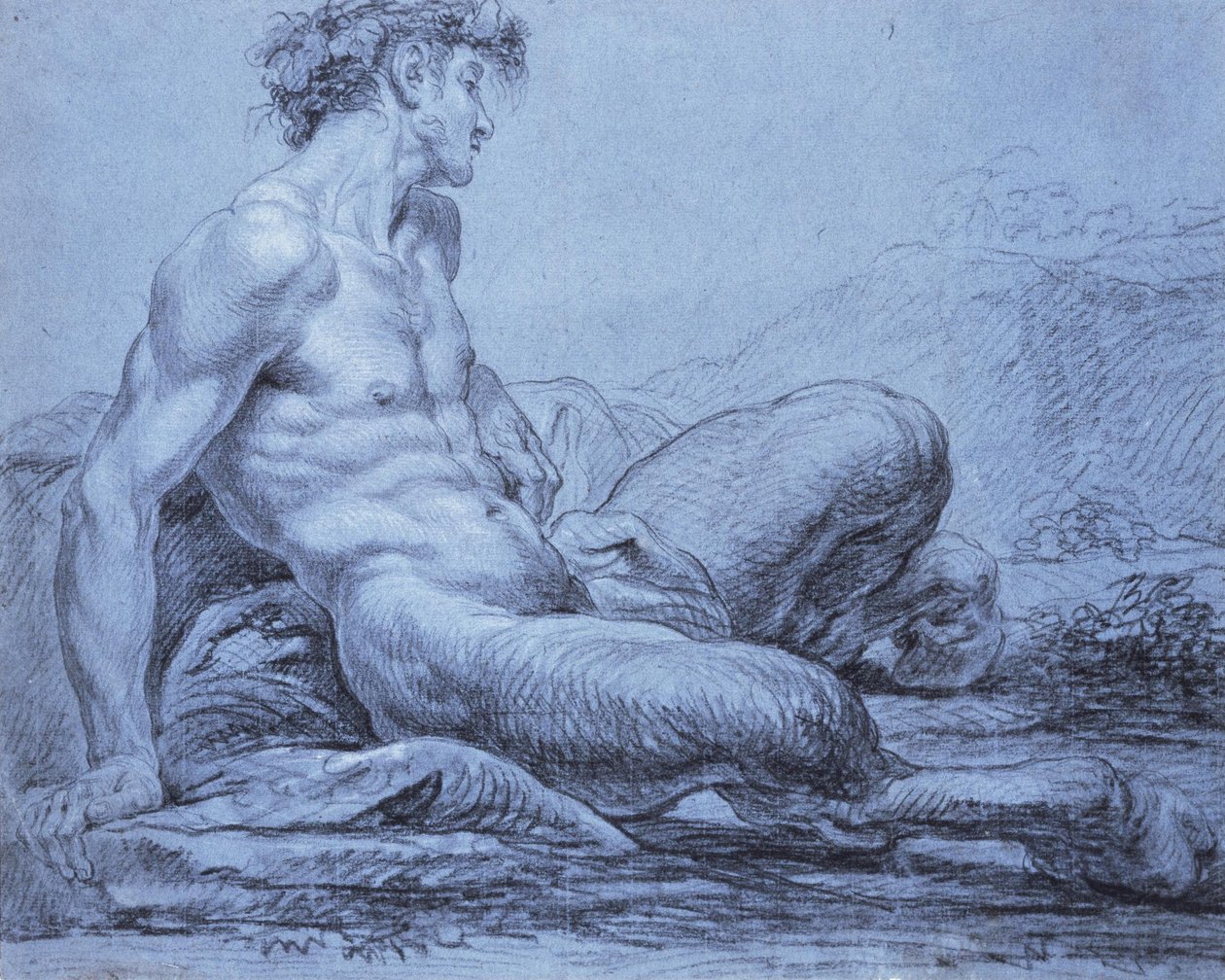 Ein sitzender Faun von Jean Bernard Restout
