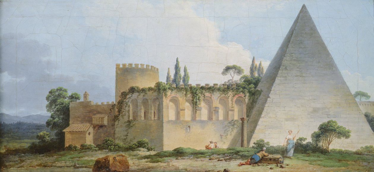 Grabmal des Gaius Cestius, Rom von Jean Jacques Francois Le Barbier