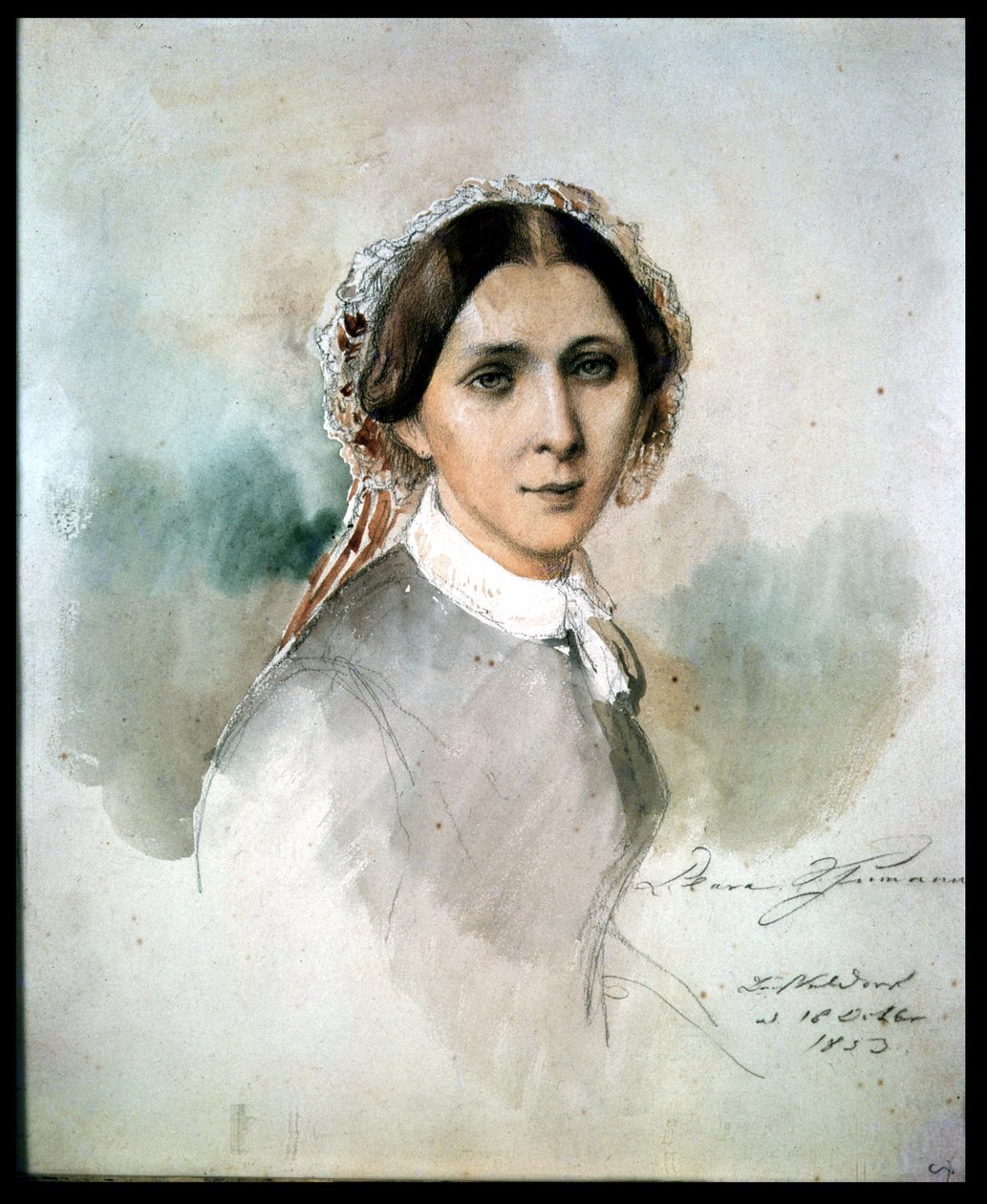 Porträt von Clara Schumann (1819-96) 1853 von Jean Joseph Bonaventure Laurens