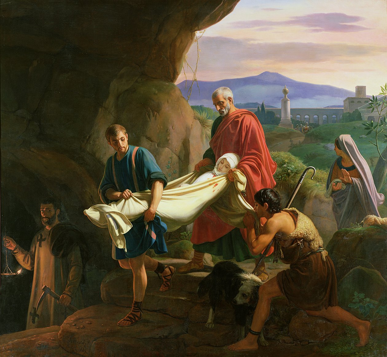 Begräbnis eines jungen Märtyrers in den Katakomben von Rom, 1847 von Jean Victor Schnetz