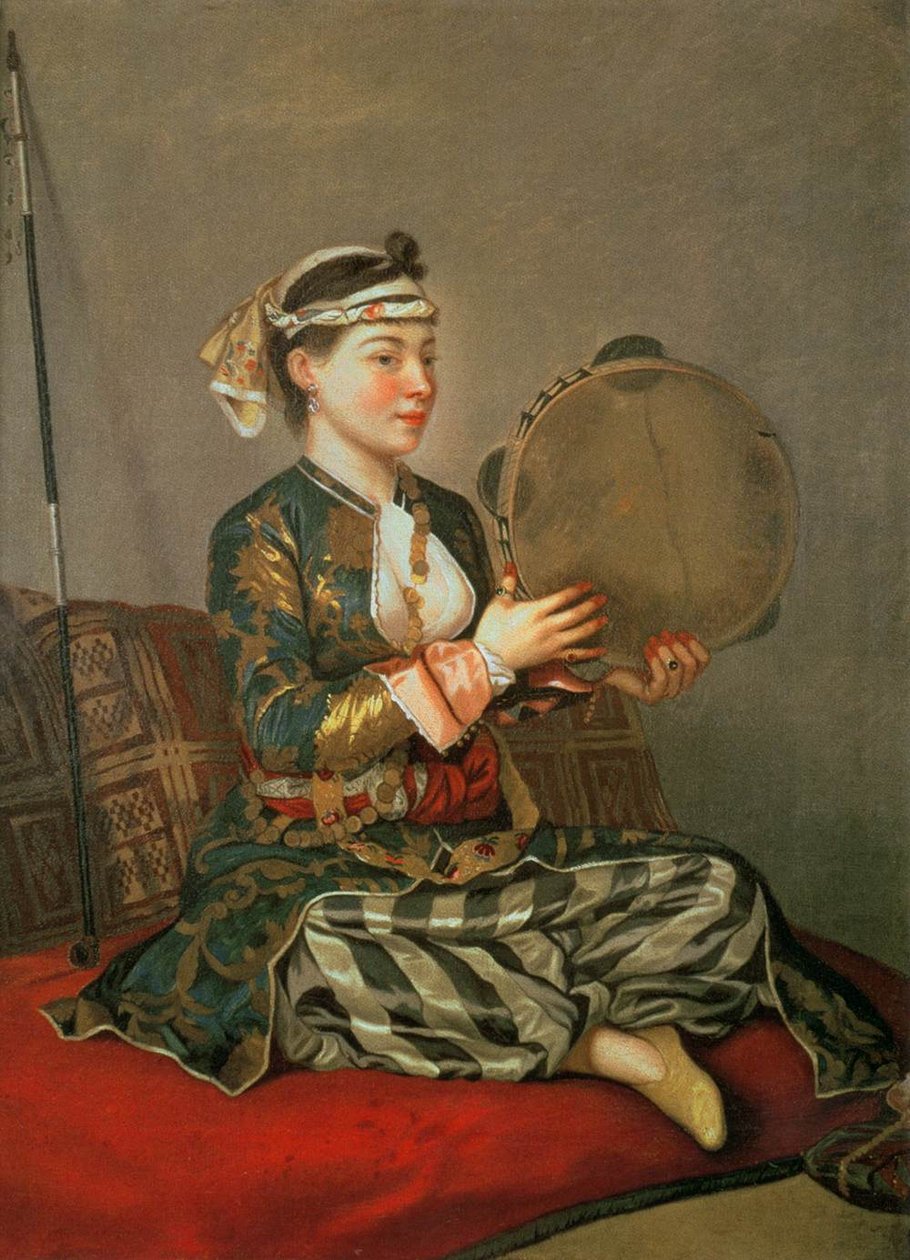 Türkische Frau mit Tamburin von Jean Étienne Liotard