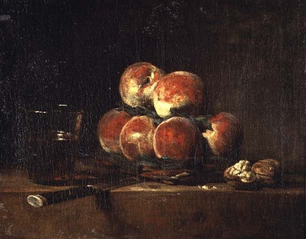 Korb mit Pfirsichen von Jean Baptiste Simeon Chardin