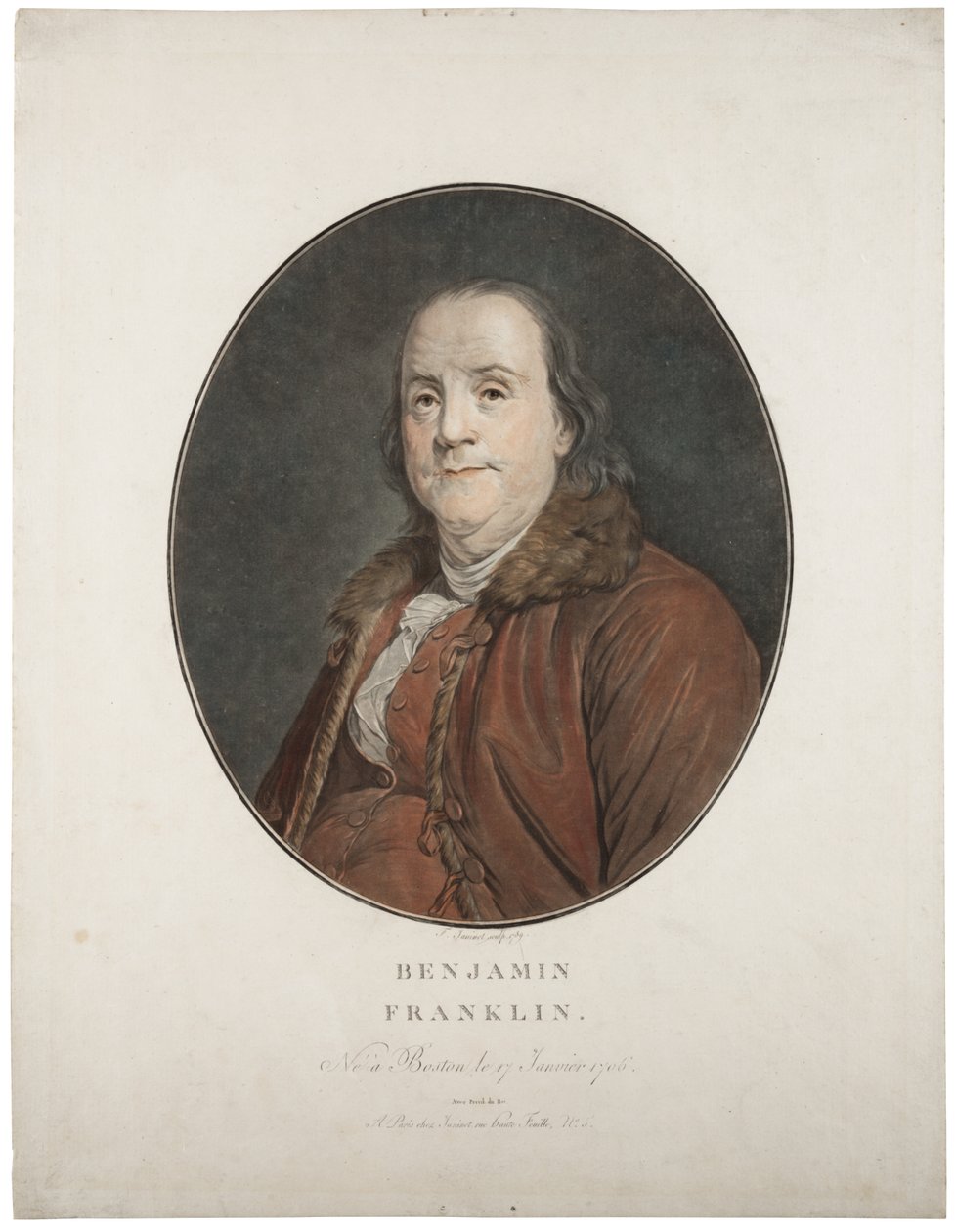 Benjamin Franklin, ca. 1789 von Jean Francois Janinet