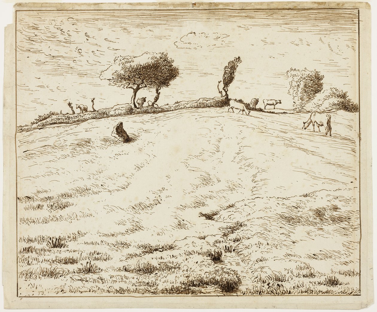 Landschaft - Hügel in Gruchy, Normandie von Jean Francois Millet