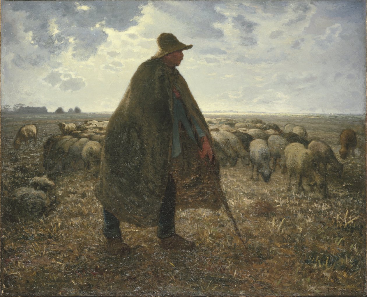 Hirte, der seine Herde hütet von Jean Francois Millet