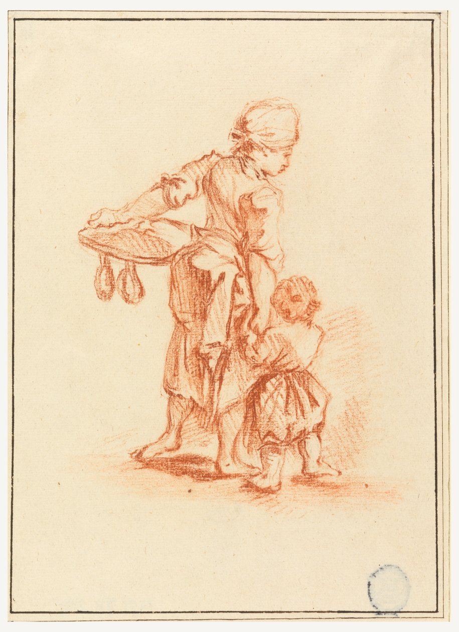 Eine Frau führt ein Kind von Jean Baptiste Le Prince