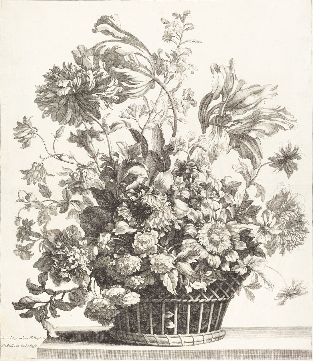 Ein Korb mit Frühlingsblumen von Jean Baptiste Monnoyer