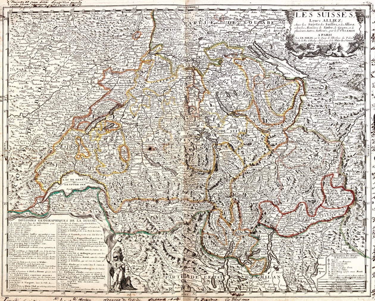 Karte der Schweiz von Jean Baptiste Nolin