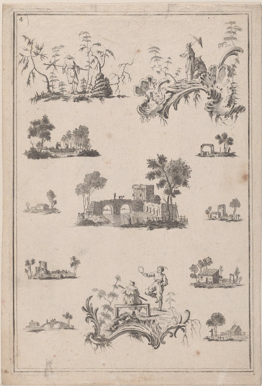 Chinoiserie-Ornamente, ca. 1770 von Jean Baptiste Pillement