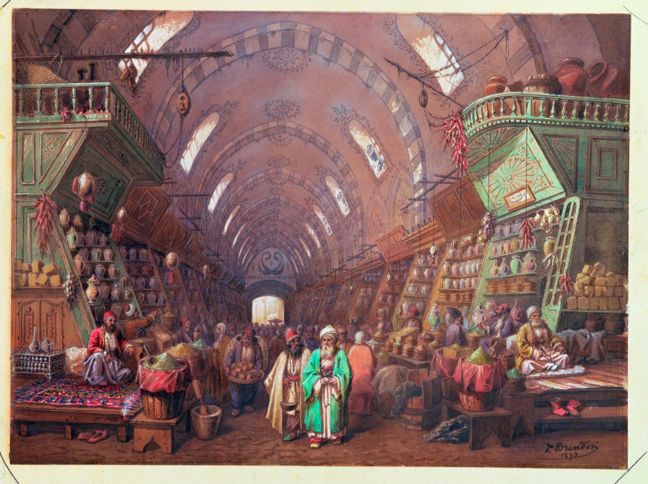 Ein Basar in Konstantinopel, 1873 von Jean Brindesi