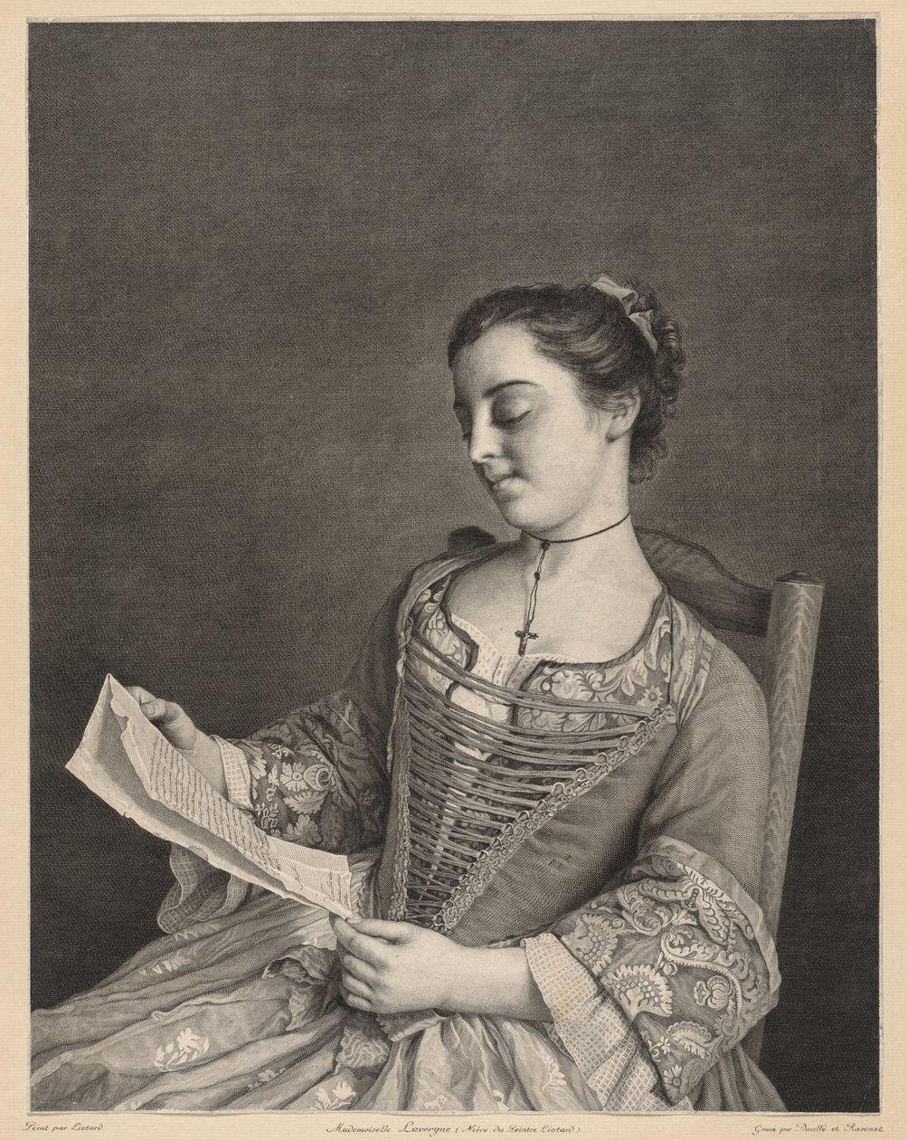 Mademoiselle Lavergne beim Lesen von Jean Daullé