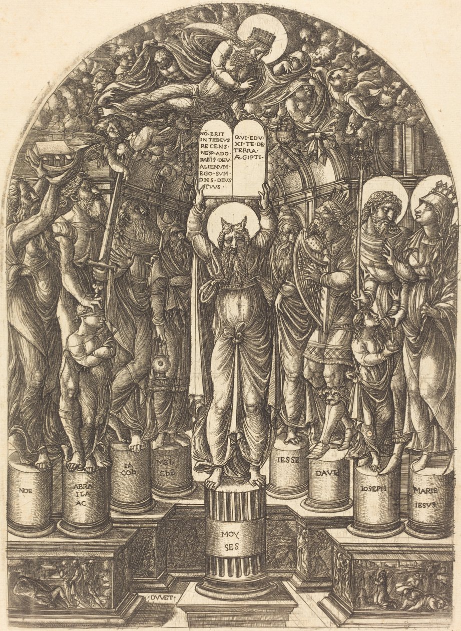 Moses umgeben von den Patriarchen von Jean Duvet