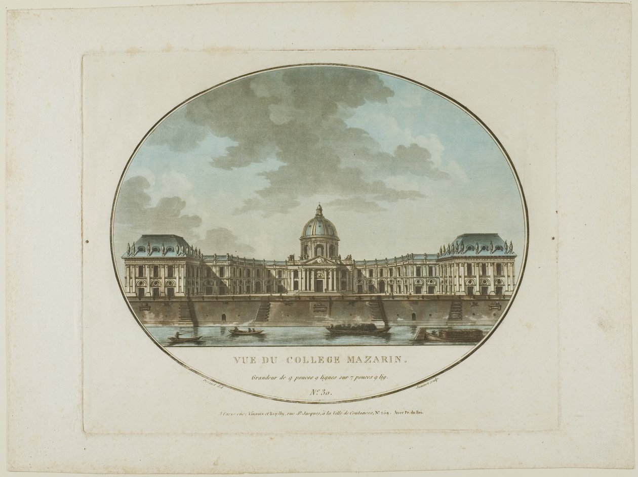 Ansicht des Mazarin-Kollegs von Jean Francois Janinet