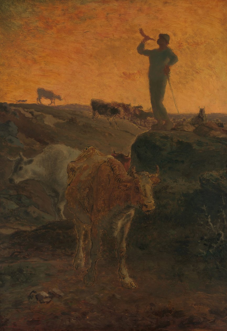 Die Kühe nach Hause rufen, ca. 1872 von Jean Francois Millet