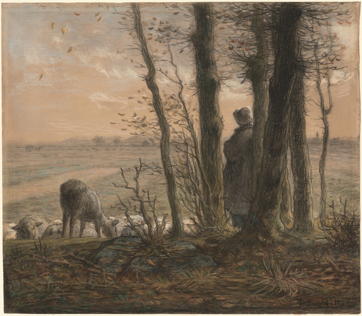 Fallende Blätter von Jean Francois Millet