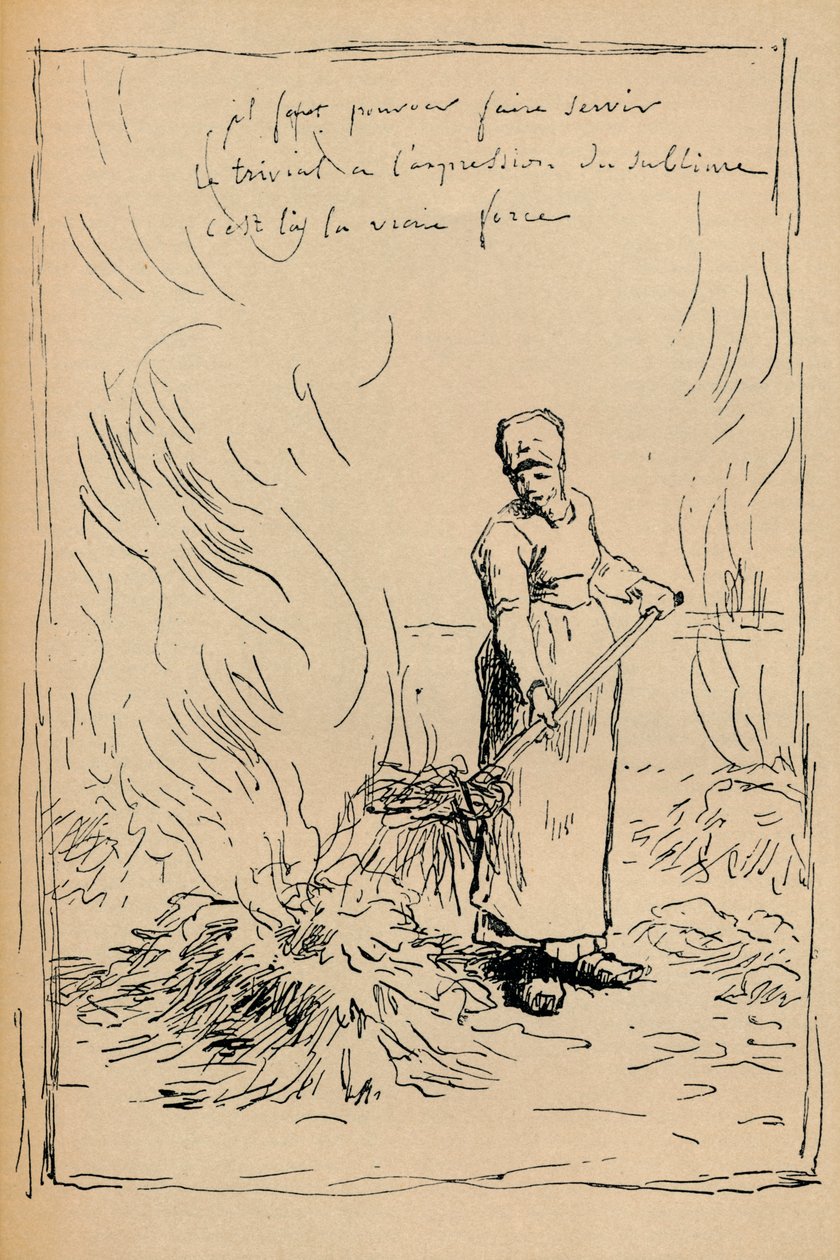 Bauer beim Verbrennen von Unkraut, 19. Jahrhundert von Jean Francois Millet