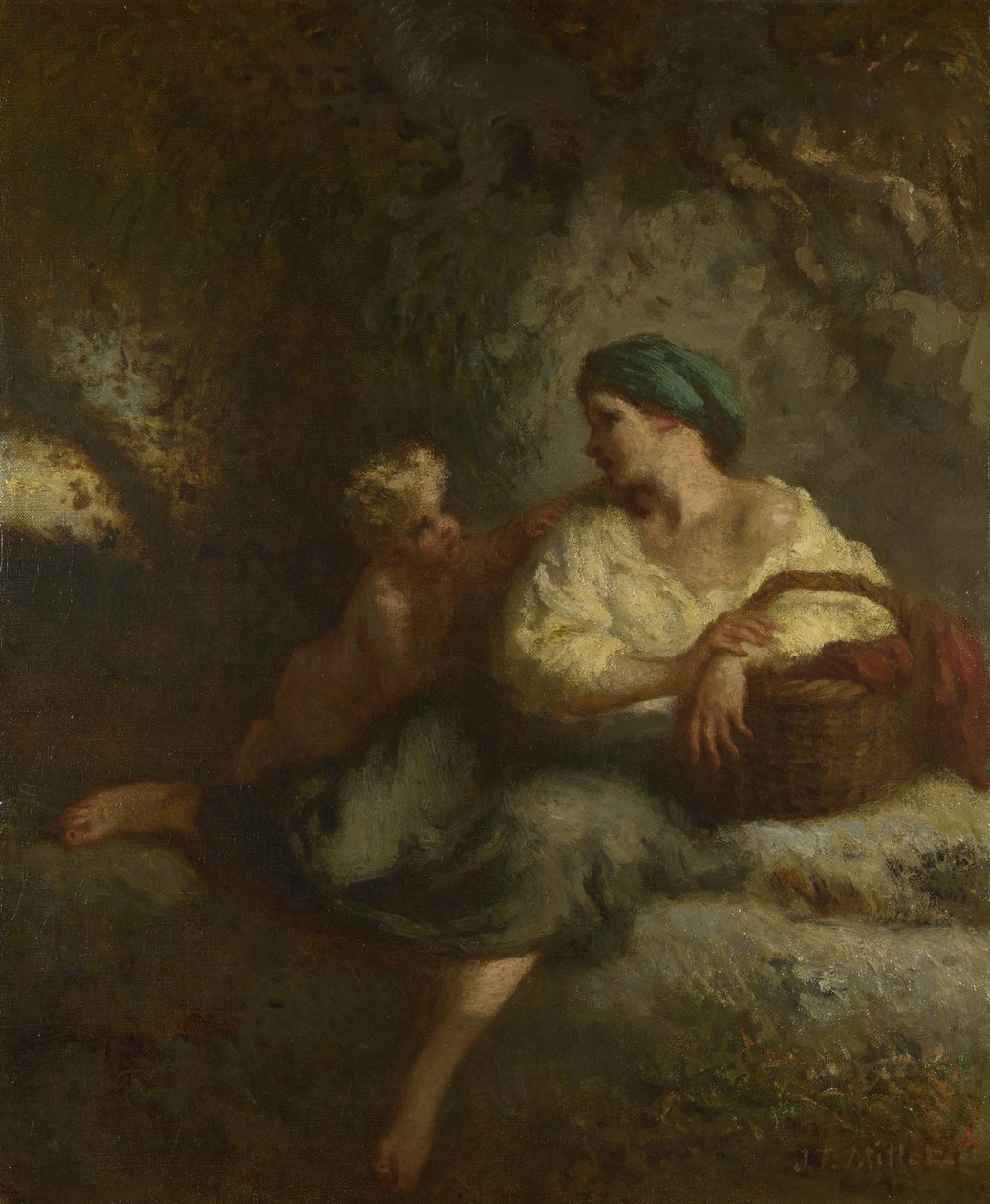 Das Flüstern, ca. 1846 von Jean Francois Millet