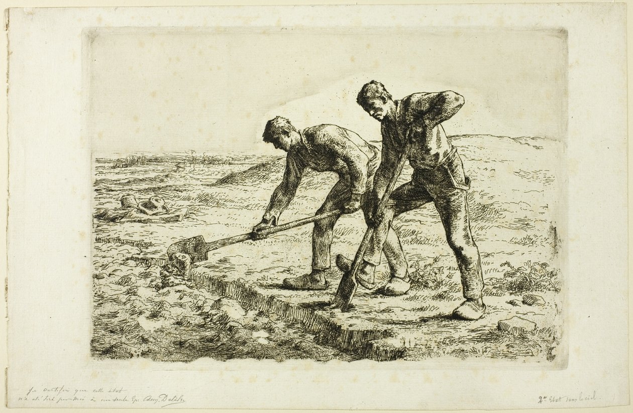 Zwei Männer graben von Jean Francois Millet