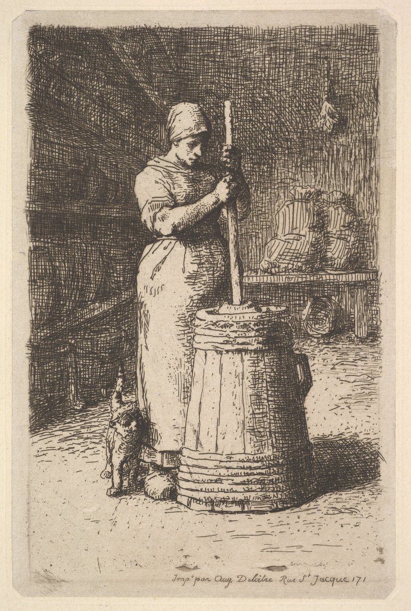 Frau beim Butterrühren, 1855-56 von Jean Francois Millet