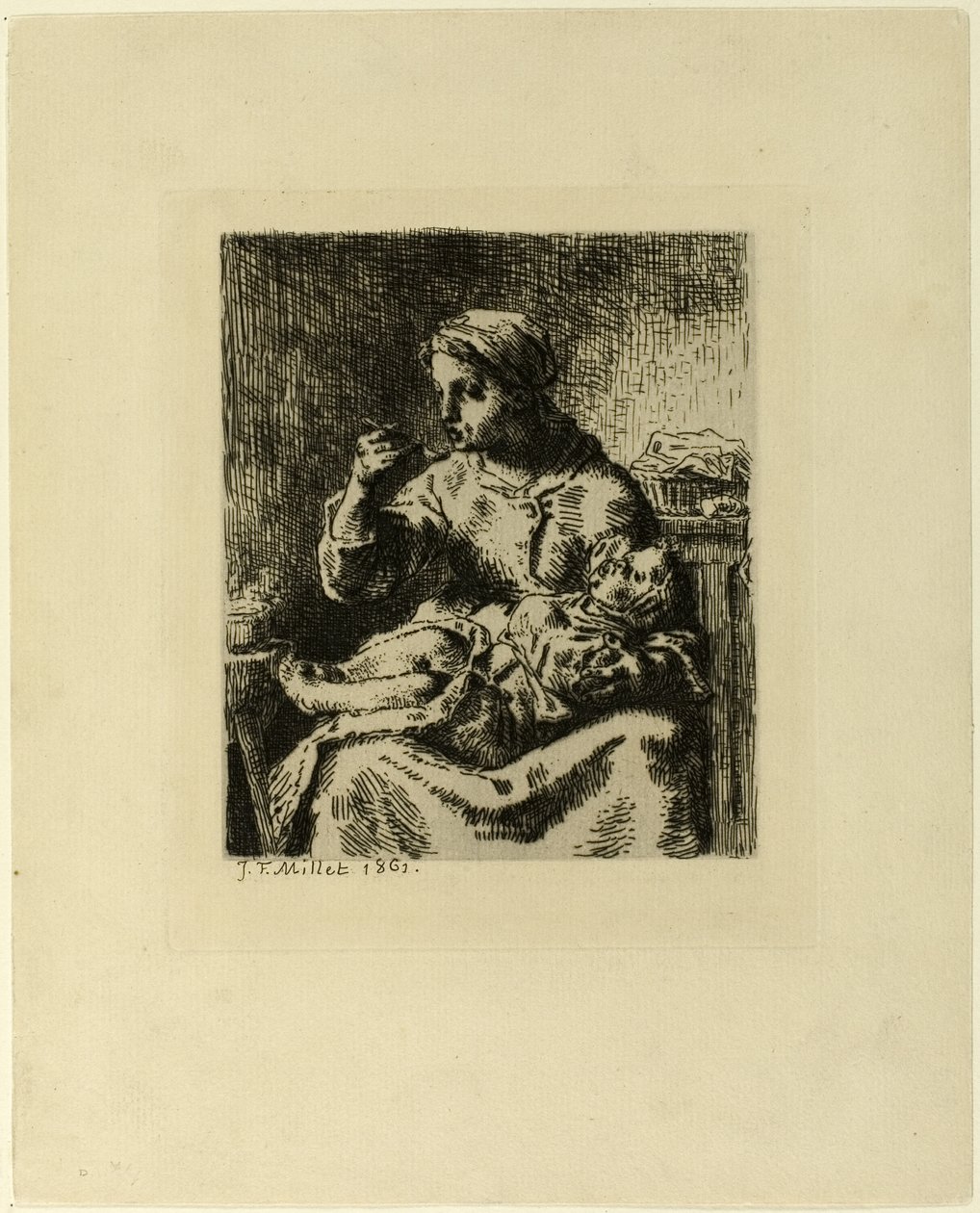 Frau füttert ihr Kind von Jean Francois Millet