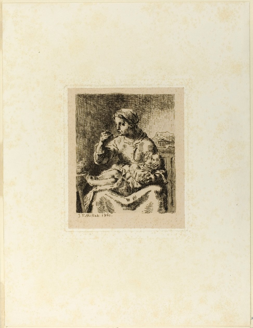 Frau füttert ihr Kind von Jean Francois Millet
