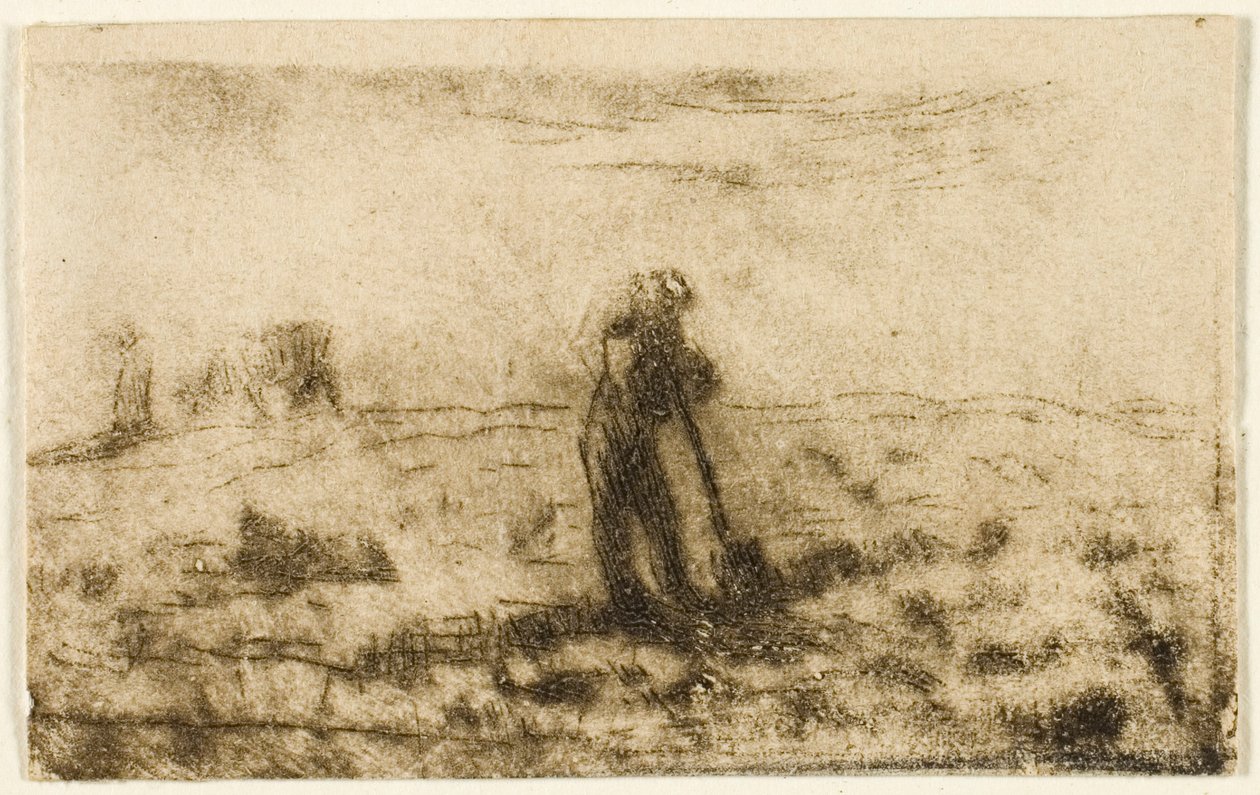 Frau hängt Wäsche auf von Jean Francois Millet