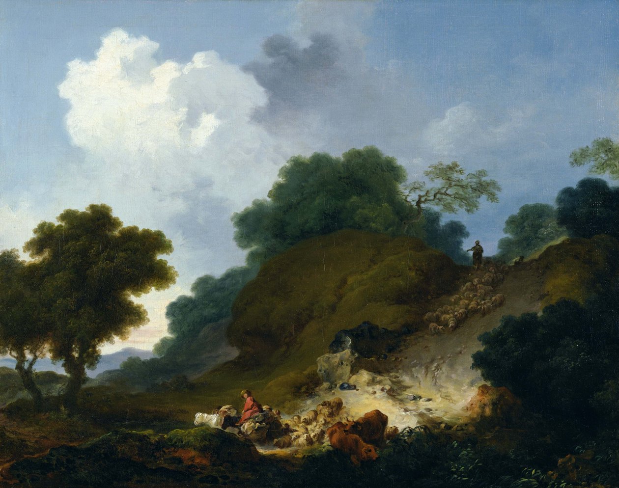 Schafherde auf dem Hügel von Jean Honore Fragonard