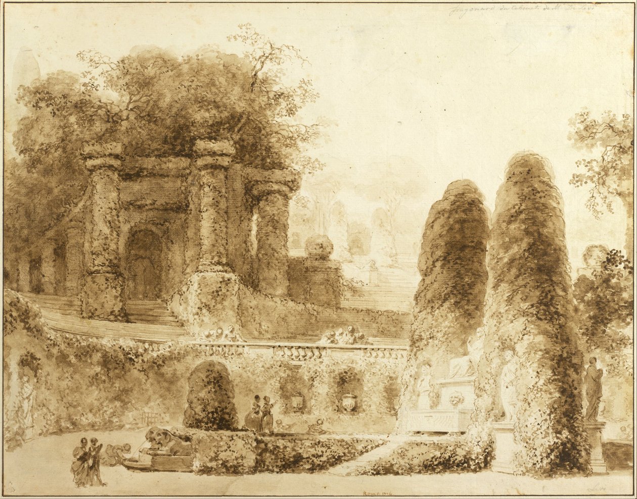 Römischer Park mit Brunnen von Jean Honore Fragonard