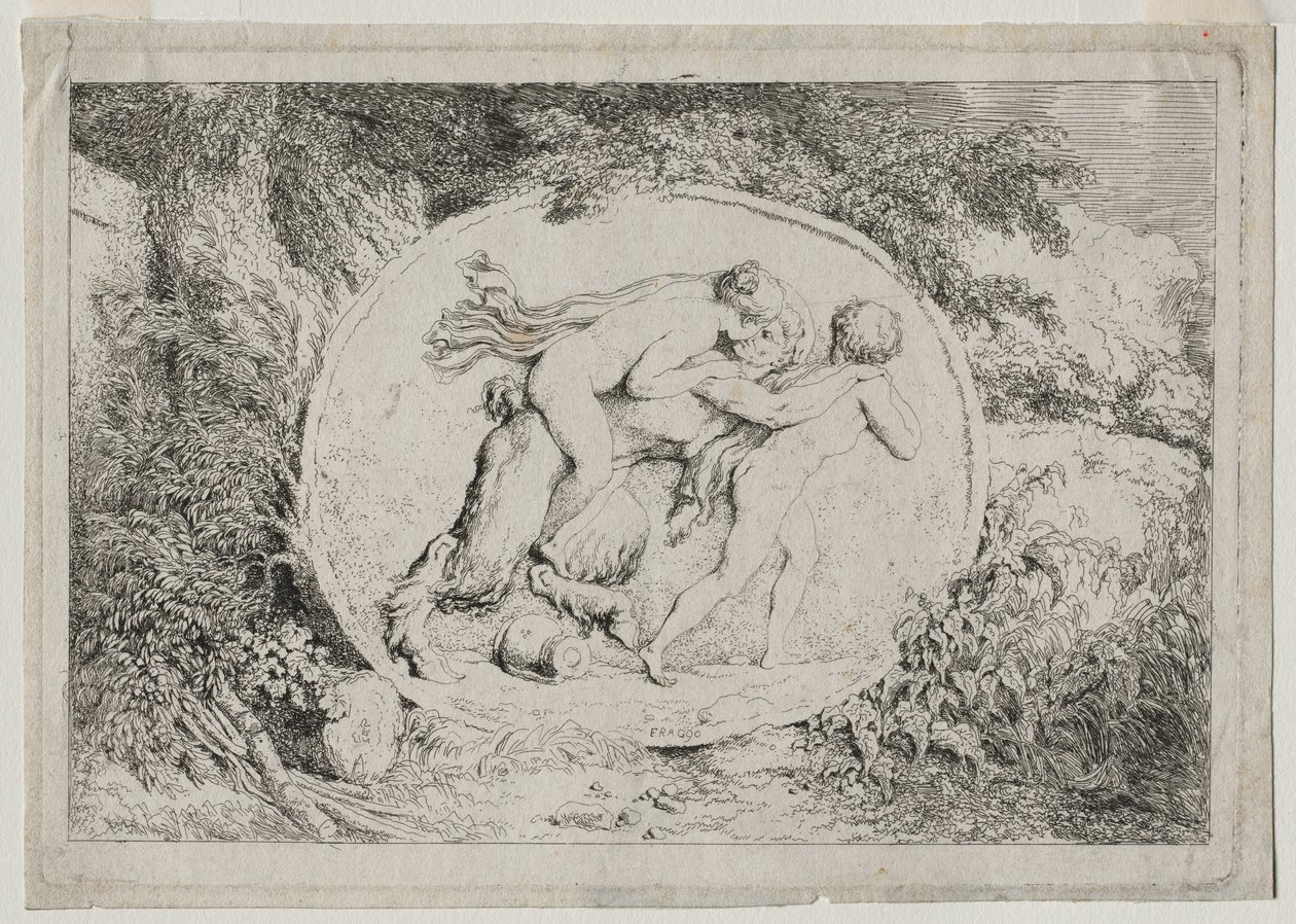 Bacchanalien: Nymphe reitet auf einem Satyr von Jean Honore Fragonard