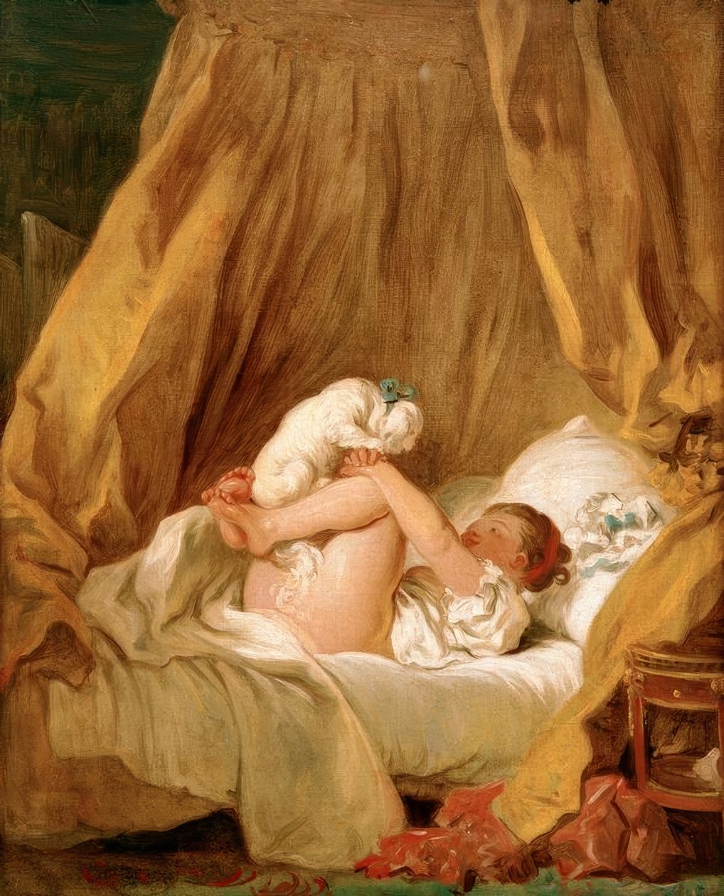 Mädchen mit Hund von Jean Honore Fragonard