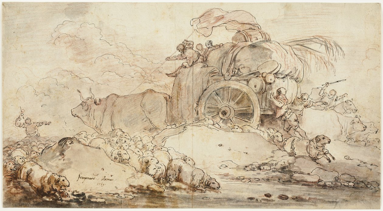 Der festgefahrene Wagen von Jean Honore Fragonard