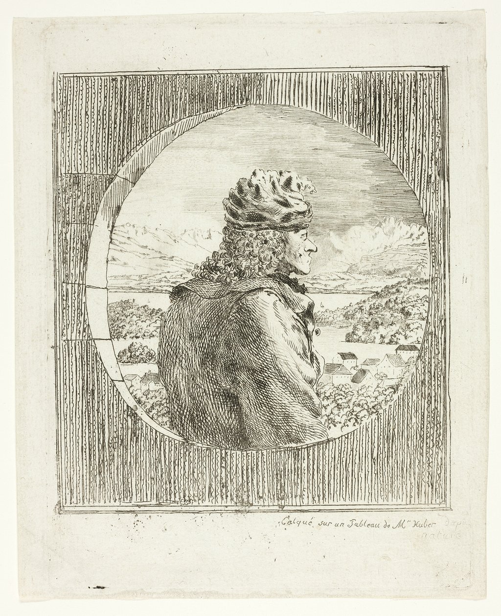 Voltaire im Profil gesehen von Jean Huber