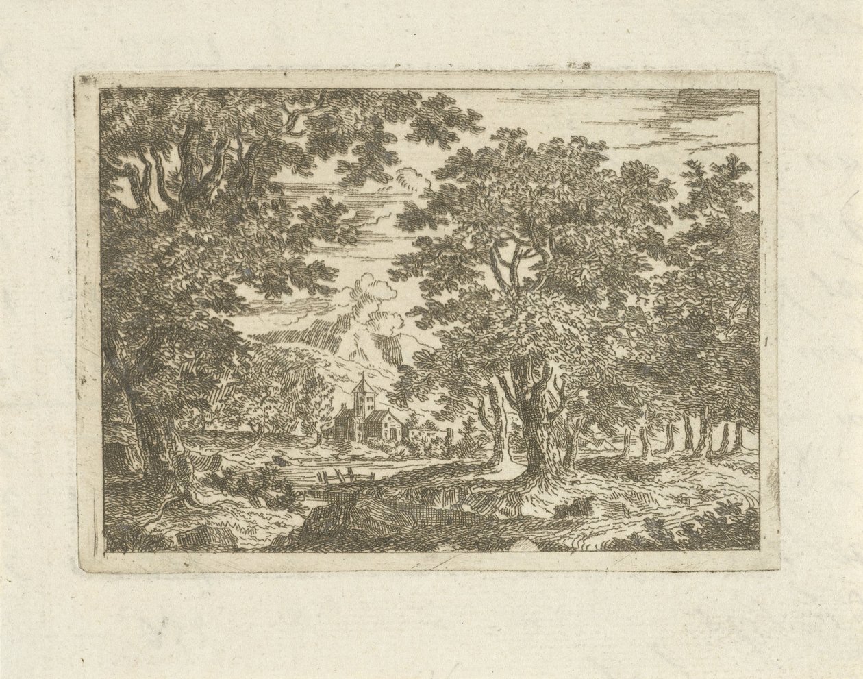 Landschaft mit steinernem Gebäude von Jean Joseph Hanson