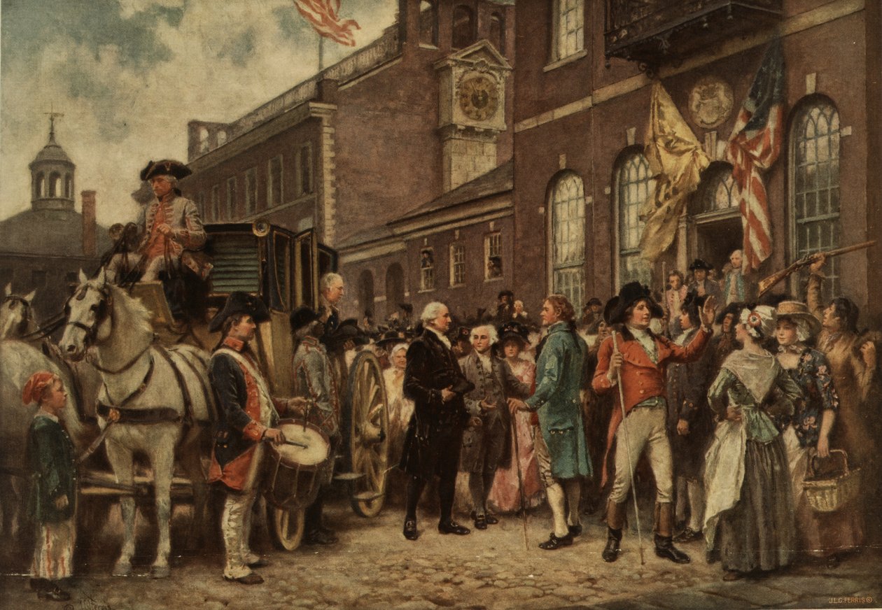 Washingtons Amtseinführung in Philadelphia, ca. 1930 von Jean Leon Gerome Ferris