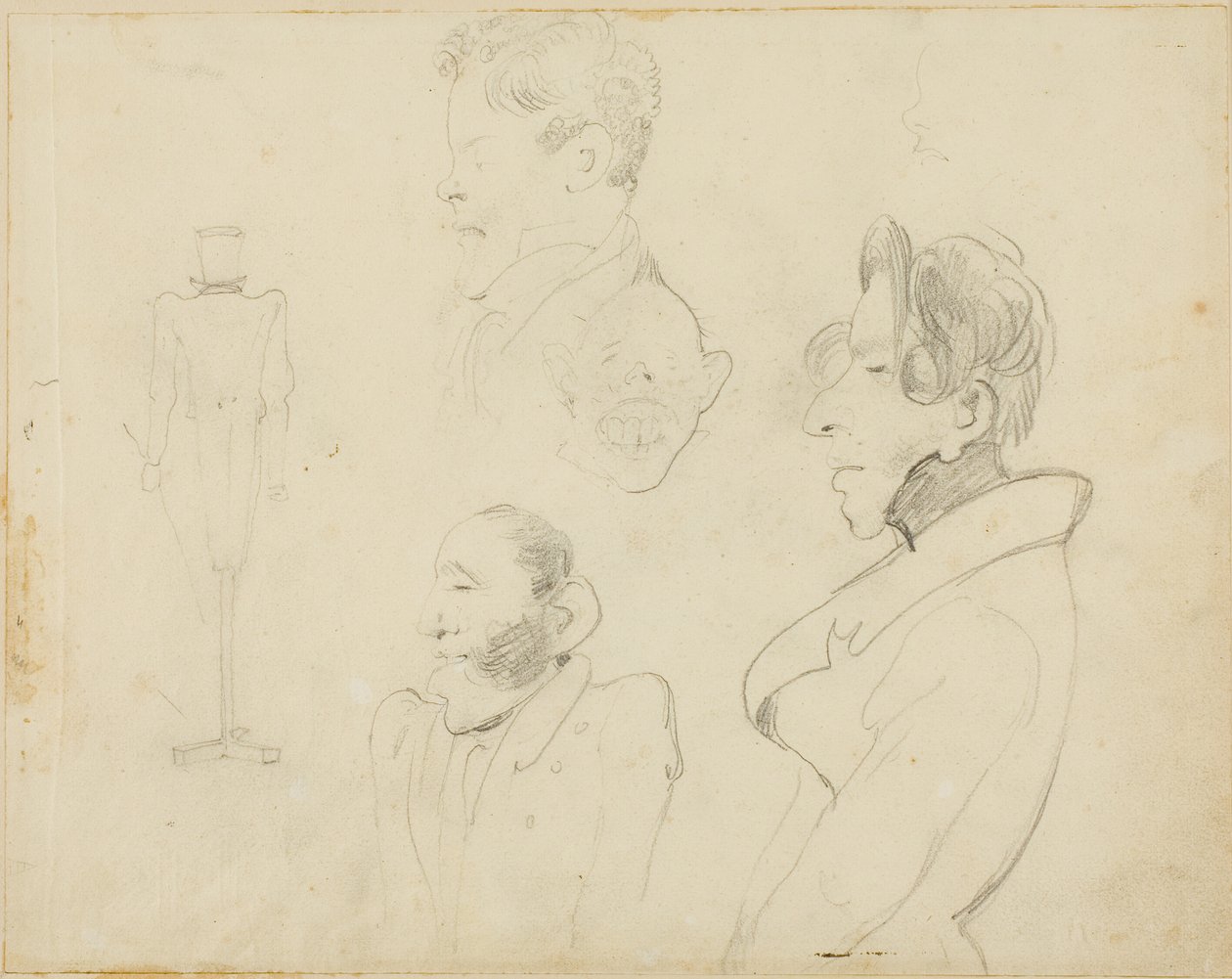 Blatt mit Karikaturen von Jean Louis André Théodore Géricault