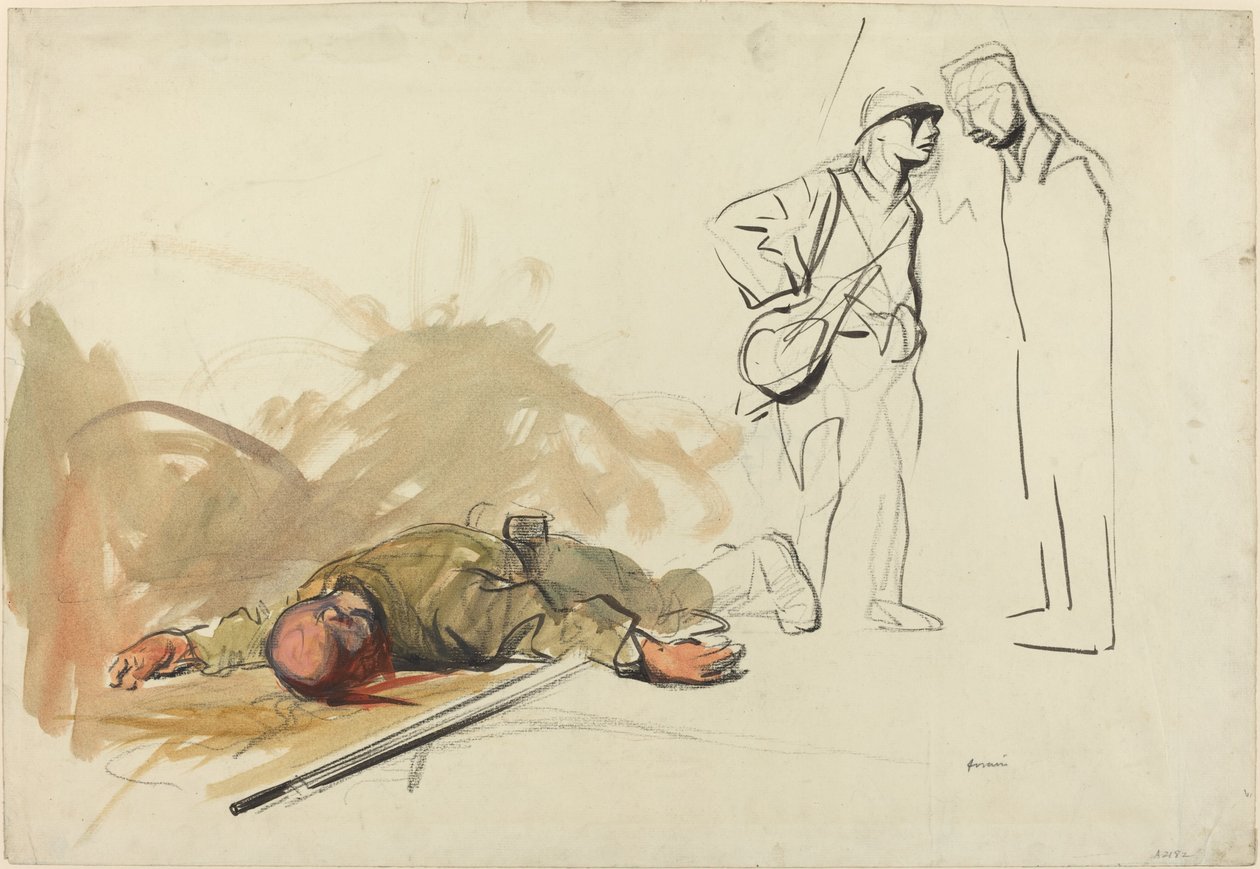 Toter deutscher Soldat, ca. 1914-1919 von Jean Louis Forain