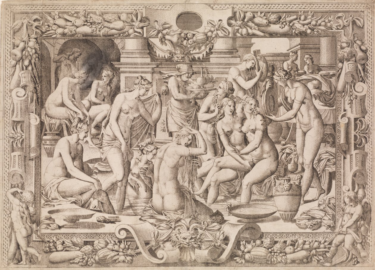 Frauen beim Baden, 1535-55 von Jean Mignon