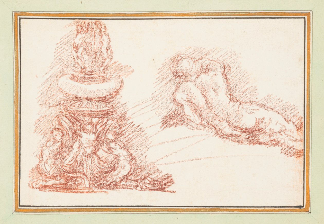 Brunnen und nackte männliche Figur von Jean Robert Ango