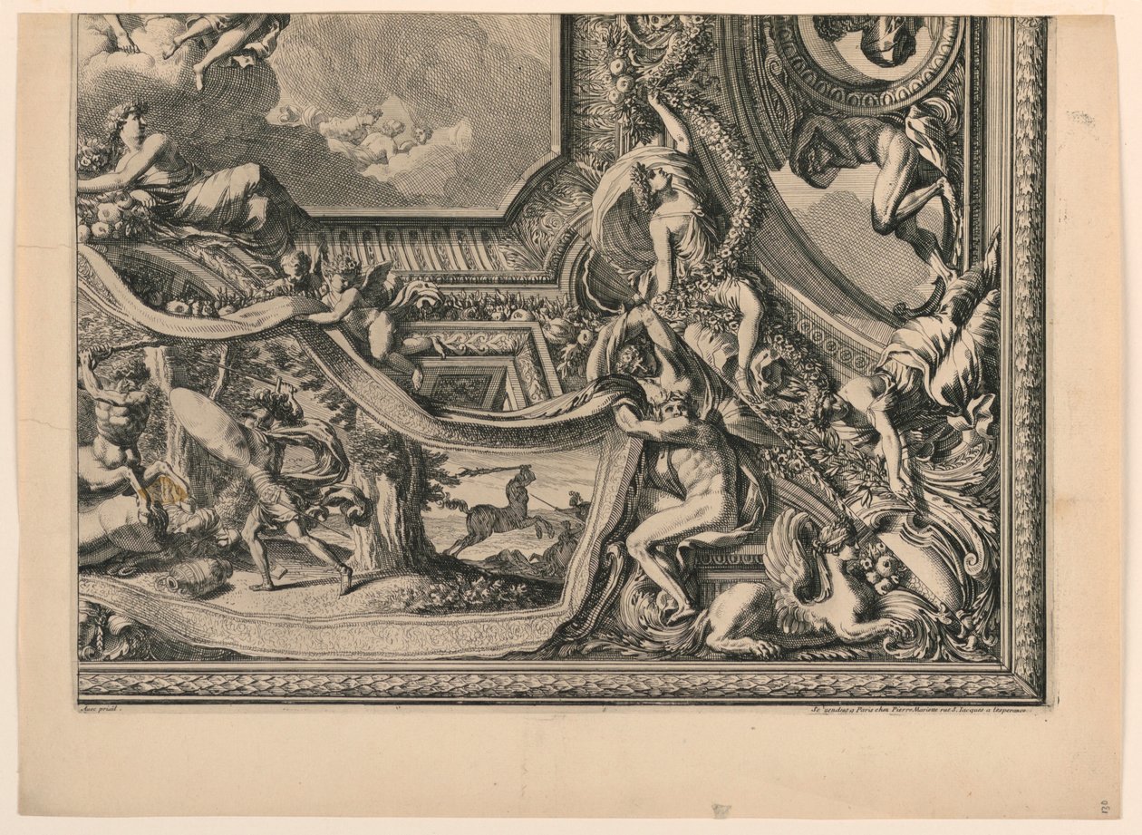 Decke, aus "Grands Carts de Plafons" von Jean le Pautre