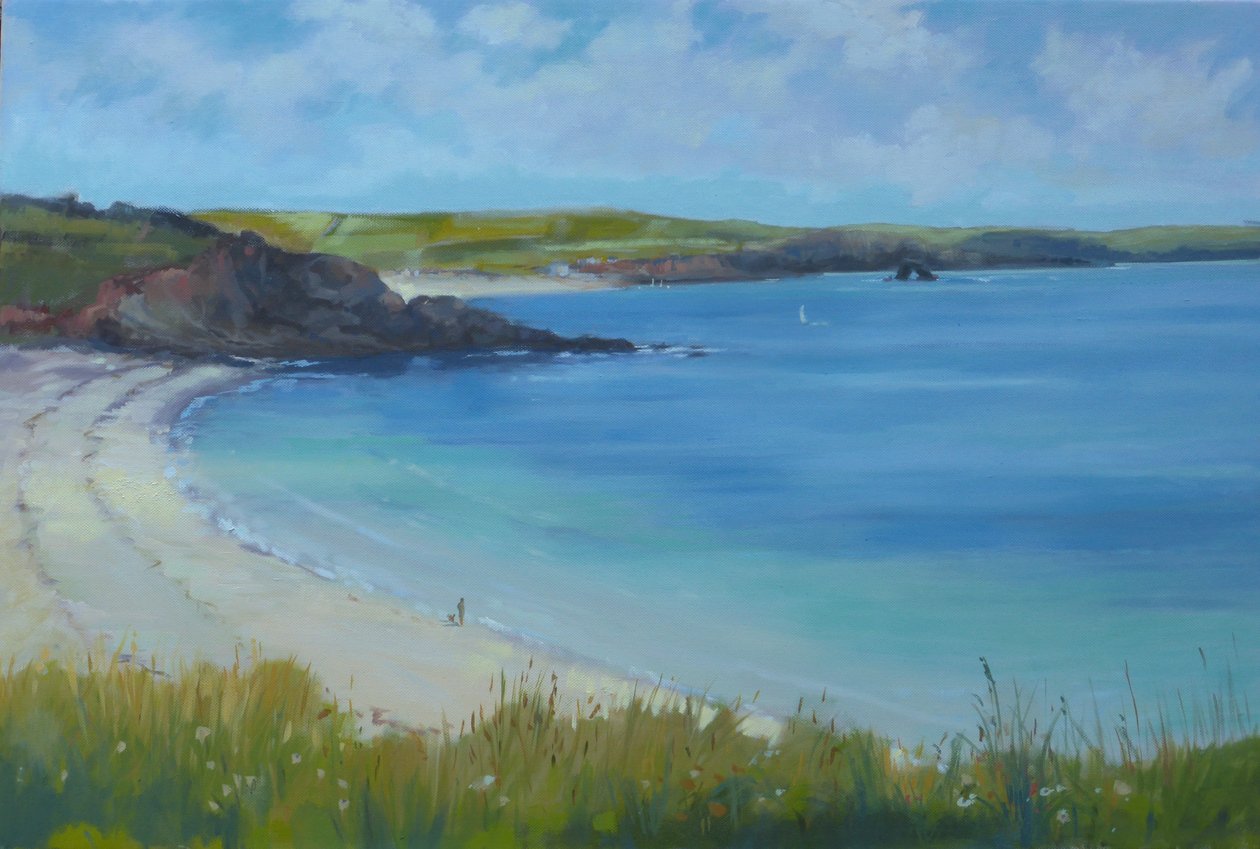 Thurlestone Beach, ruhiger Sommertag, 2016 von Jennifer Wright