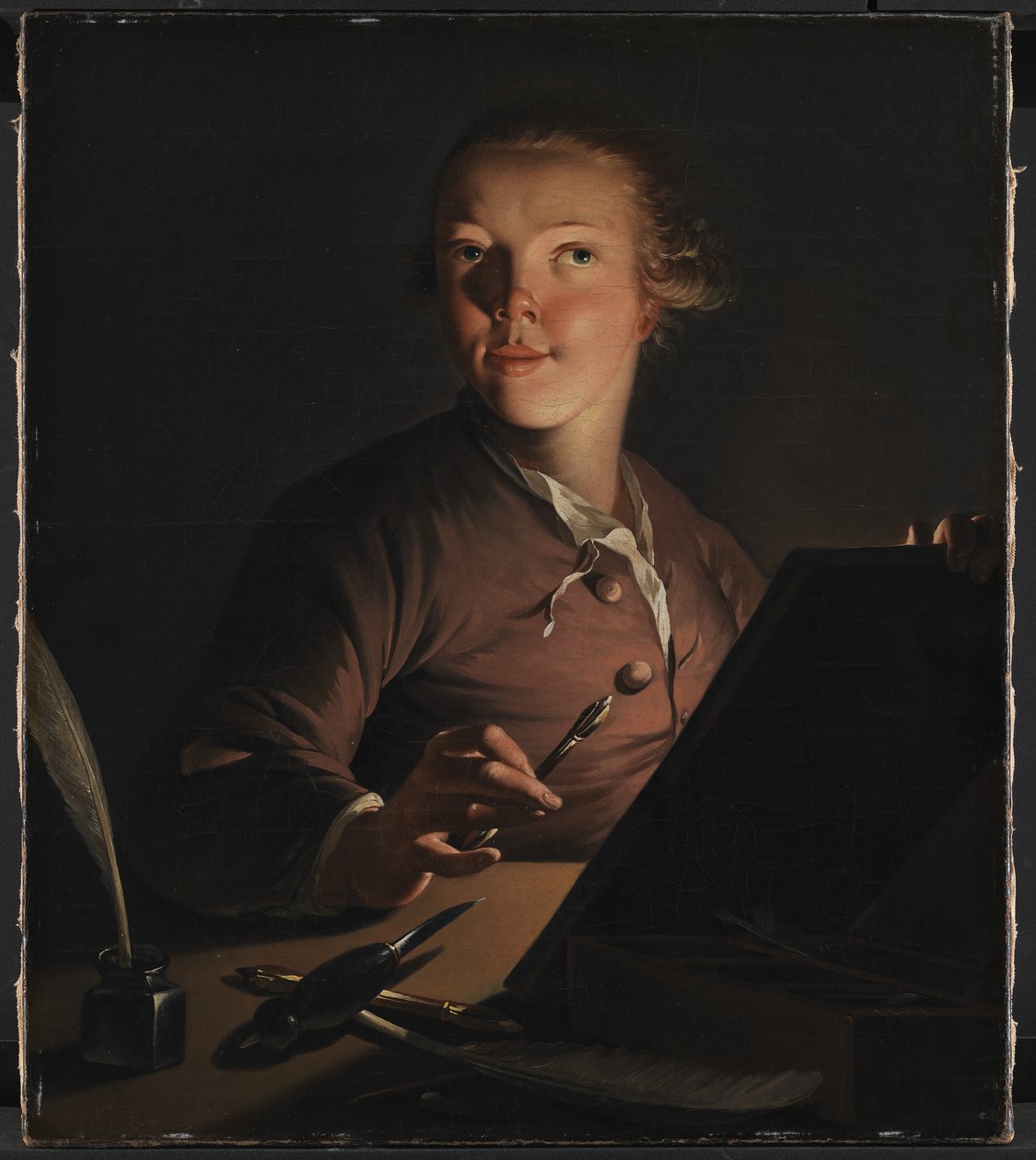 Selbstporträt bei Kerzenlicht von Jens Juel